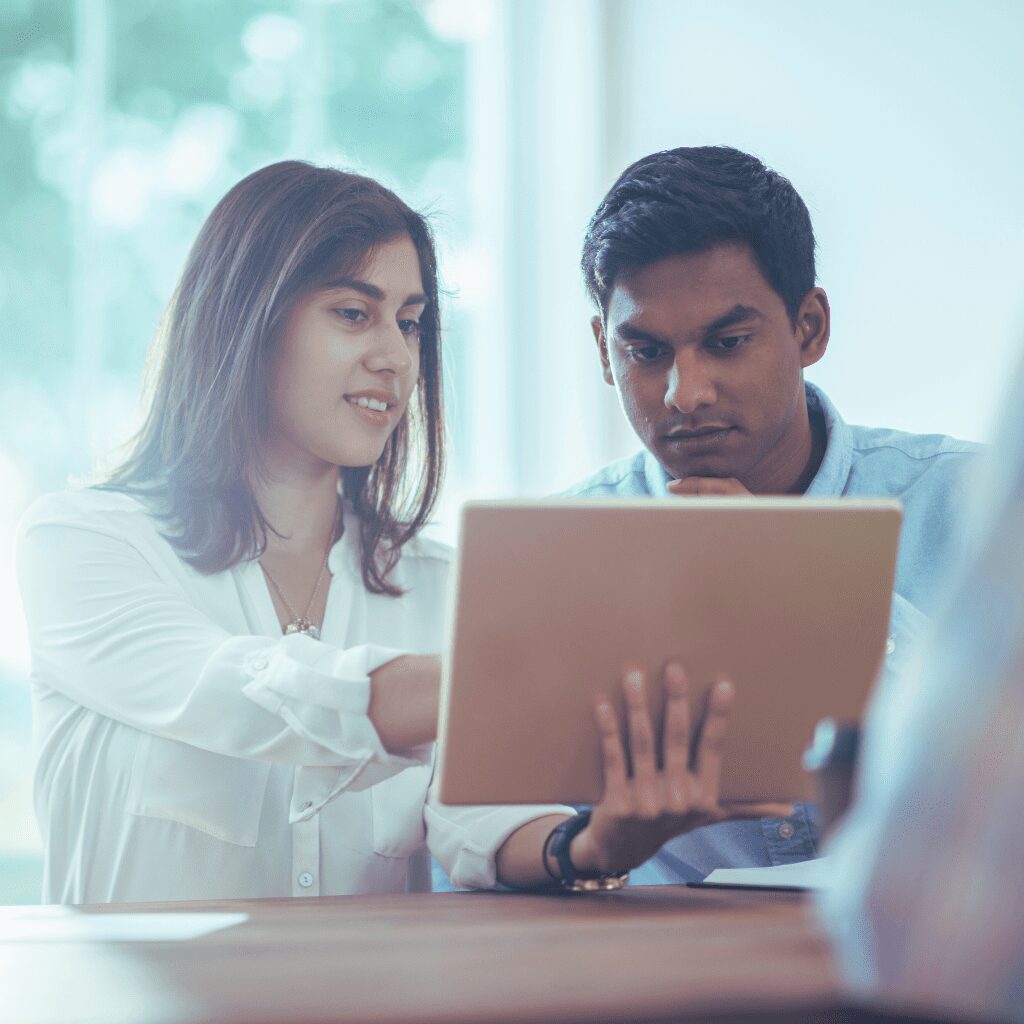 Professional team collaborating in a modern office